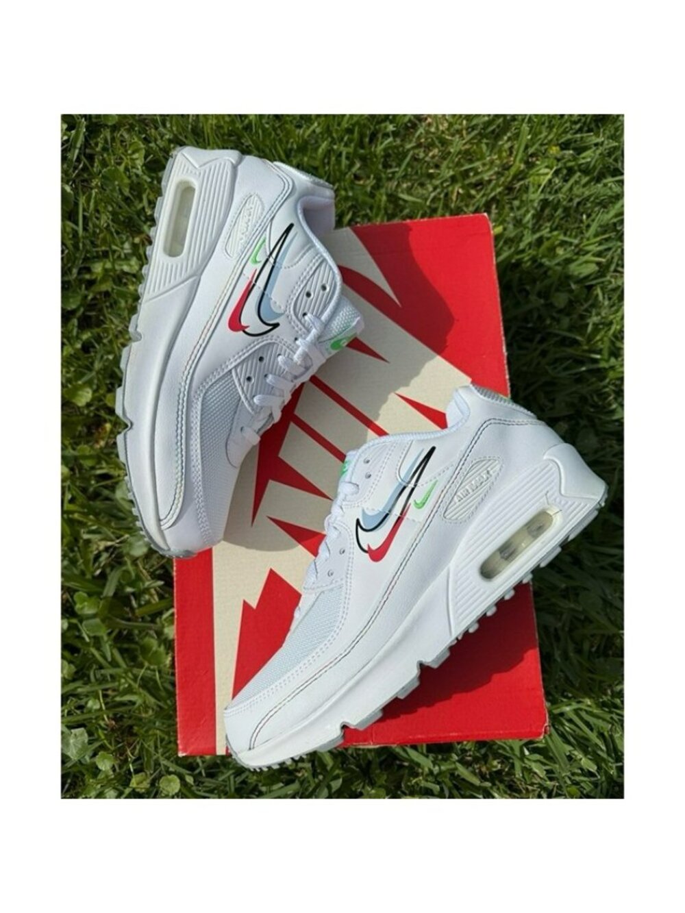 6Y | 7.5 WOMEN'S NIKE AIR MAX 90 WHITE / MULTICOLOR RUNNING SNEAKERS DN3730-100